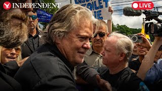 Live Former Trump advisor Steve Bannon holds press conference after release from prison [upl. by Eliathan]