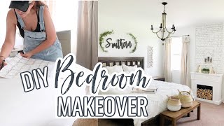 DIY MASTER BEDROOM MAKEOVER ON A BUDGET  Decorating Ideas  Modern Farmhouse Bedroom  Bedroom DIY [upl. by Oninrutas]