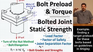 Bolt Preloading amp Torque  Static Strength of Bolted Joints  Load Factor  Joint Separation Factor [upl. by Manvil769]