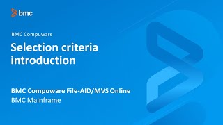 BMC Compuware FileAIDMVS Online  Selection criteria introduction [upl. by Htnamas]