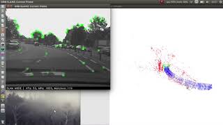 車載カメラを用いたORBSLAM2サンプルプログラムの実行結果 [upl. by Dannon415]