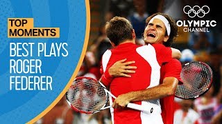 Roger Federers best points at the Olympic Games  Top Moments [upl. by Ahsekyw556]