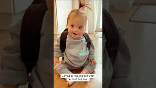 ❤️Down Syndrome Baby Wears Feed Bag❤️downsyndrome trisomy21 shorts [upl. by Maurilia]