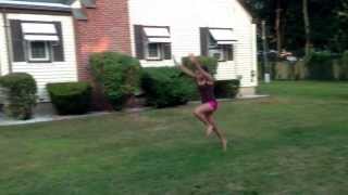 PERFECT ROUNDOFF BACK HANDSPRING TUCK ON GRASS [upl. by Latonia]