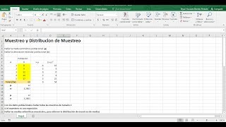 Muestreo y Distribución de Muestreo Con Reposición En Excel Función Promedio DESVESTP AUTOSUMA [upl. by Anaik784]