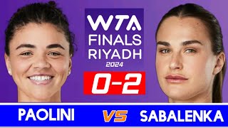 WTA Finals 2024 Tennis Showdown Aryna Sabalenka vs Jasmine Paolini 20 [upl. by Ammej]