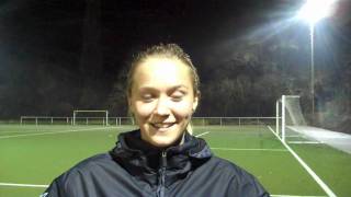 Turid Knaak vom FCR 01 Duisburg wirbt für das CL Spiel vs Arsenal London [upl. by Crescentia]