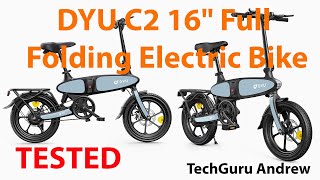 DYU C2 16quot Full Folding Electric Bike Review [upl. by Aynot]