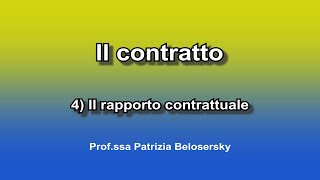 Il contratto 4 il rapporto contrattuale [upl. by Kenon]