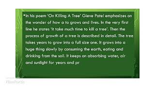 DAQ On Killing A Tree by Gieve Patel Describe the growth of a tree in details [upl. by Tham207]