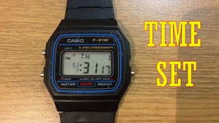 Casio F91W how to set time super quick [upl. by Nirehtak474]