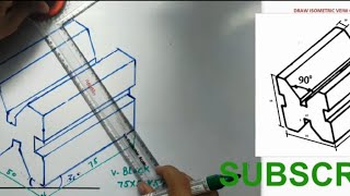 vee block isometric view  iti vee block drawing  v block engineering drawing  v block drawing [upl. by Annaig]