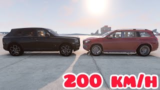 RollsRoyce Cullinan vs MercedesMaybach GLS 600 X167 💥 200 kmh 💥 BeamNGdrive CRASH test [upl. by Haeli]