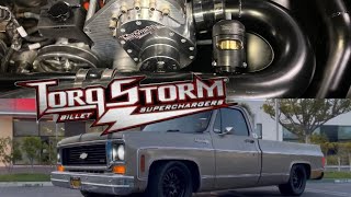 Supercharger Torq Storm Supercharger install on 1974 C10 Squarebody [upl. by Holder]