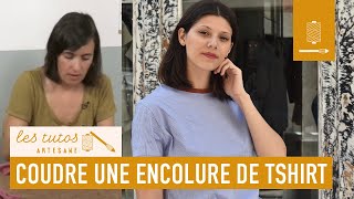 TUTO  Comment coudre du jersey  une encolure de tee shirt avec Muriel François [upl. by Imekawulo]