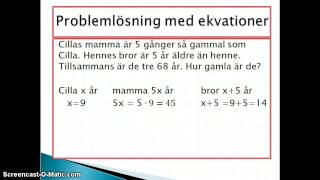 Problemlösning med ekvationer 1 [upl. by Thurmann]