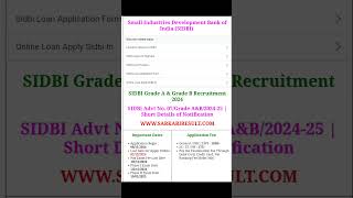 Small Industries Development Bank of India SIDBI SIDBI Grade A amp Grade B Recruitment 2024 sidbi [upl. by Arbrab60]