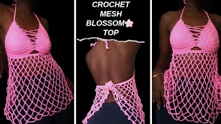 DIY Crochet Mesh Blossom 🌸 Top Beginner Friendly Easy Crochet Pattern [upl. by Audrit]