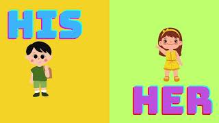 His  Her  Possessive adjectives for kids  Grammar with 2 Games [upl. by Mishaan403]