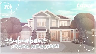 TwoStory Suburban Coastal Family Home 70k Exterior  Bloxburg House Build [upl. by Aralk]