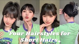 Back to school  4 Easy Hairstyles for Short Hair 💫 2023 hairstyles female [upl. by Hollenbeck730]