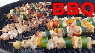 cooking shish kebabs on the bbq [upl. by Mechling]