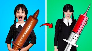 Wednesday Addams Surviving Every Job  Crazy Challenge and Funny Moments [upl. by Namrej]