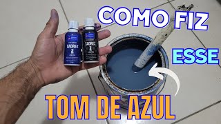 Tinta no tom azul feita com corante e tinta branco gelo [upl. by Ahsitul]