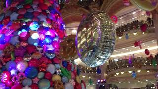 Beautiful Christmas decorations in Galeries Lafayette department store in Paris France [upl. by Anirres]