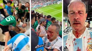 Salvaje golpiza de mexicanos a un hincha argentino en la tribuna en pleno partido [upl. by Doolittle]