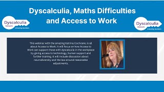 Dyscalculia Maths Difficulties and Access to Work [upl. by Noleta]