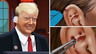 ASMR Help Donald Trump treat his ear injury  WOW Animation [upl. by Noivax401]