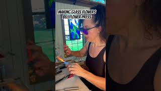 Making glass flowers with a bellflower press flamework etsyseller glassflower smallbusiness [upl. by Wurtz7]