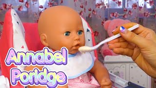 Pretend to play cooking porridge for Annabelle  Baby doll videos for kids Baby Dolls and toys [upl. by Haianeb]