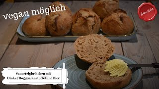 Sauerteigbrötchen mit DinkelRoggenmehl Kartoffeln und Bier [upl. by Ayifas]