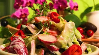 Cress Tomato Radicchio Romaine Salad with Garlic Cashew Dressing  Take 3 [upl. by Greyso]