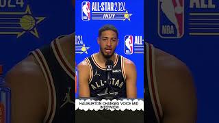 Tyrese Haliburton Has 2 Voices Haliburton Changes Voice Mid Interview nba basketball sports [upl. by Amocat]