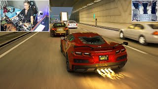 CHEVROLET CORVETTE C8 Z06 VS INFINITI Q50  STEERING WHEEL  PEDAL CAM  ASSETO CORSA [upl. by Adner974]