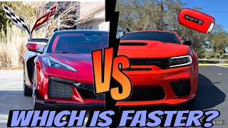 Charger Hellcat vs C8 ZO6 Corvette‼️Drag Race 🏁 [upl. by Suirtemid935]