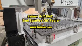 Heliner H1325Ax Multispindle CNC Router Demo [upl. by Savihc797]