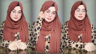 Requested hijab style with glass  New hijab tutorial 2023 [upl. by Marylinda]