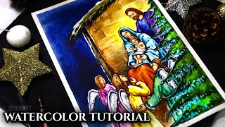 Christmas Nativity Scene Tutorial  How To Draw Jesus Mary and Joseph [upl. by Hurlbut]