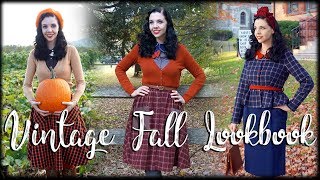 VINTAGE STYLE FALL LOOKBOOK  5 Classic Autumn Outfits [upl. by Nevetse]