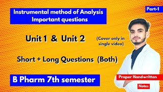 Instrumental method of analysis Important questions with solution। Short amp long। B Pharm 7th sem। [upl. by Bliss988]