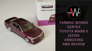 Tarmac Works Vertex Toyota Mark II JZX100 Unboxing  Review [upl. by Nyliahs]