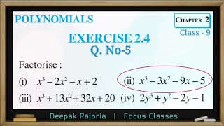 Polynomials Class 9th Ex 23 Q5ii Factorise x3  3x2  9x  5  Factorisation by Factor Theorem [upl. by Gentes]