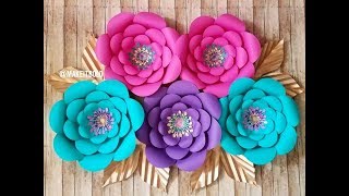 Giant Paper Flower  How To Make Diy Rose Tutorial Large Size Paper Rose [upl. by Wolsky878]