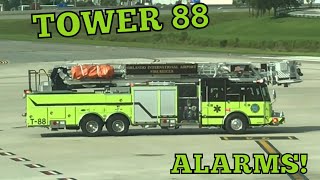 AIRPORT ALARMS Orlando Tower 88 ARFF Responding HOT  OIAFR [upl. by Gresham]