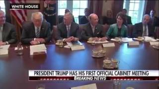 PRESIDENT TRUMP HAS HIS FIRST OFFICIAL CABINET MEETING [upl. by Terry]