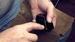 Abo Flint Knapping HowWhere To Start On A Chunky Piece Of Obsidian [upl. by Yllehs715]